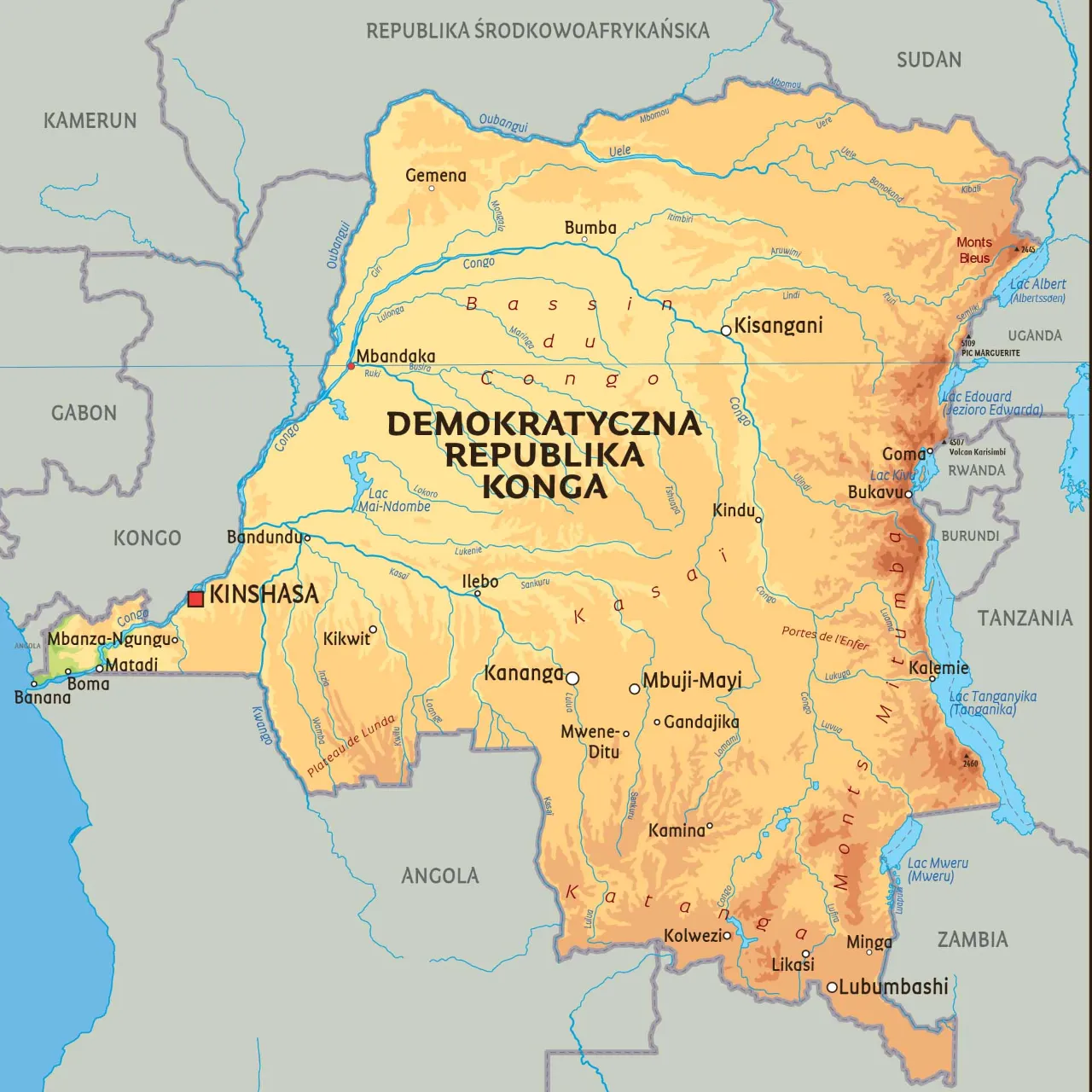 Kongo Mapa Demokratyczna Republika Kongo