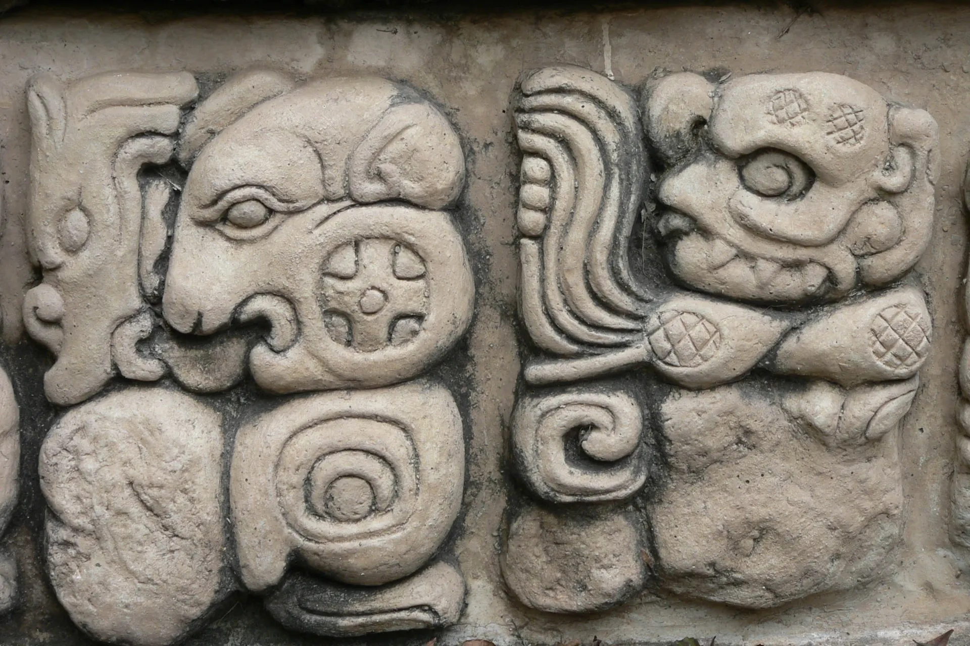 Glify Majów wyryte w kamieniu w Copán, Honduras Glify Majów wyryte w kamieniu w Copán, Honduras