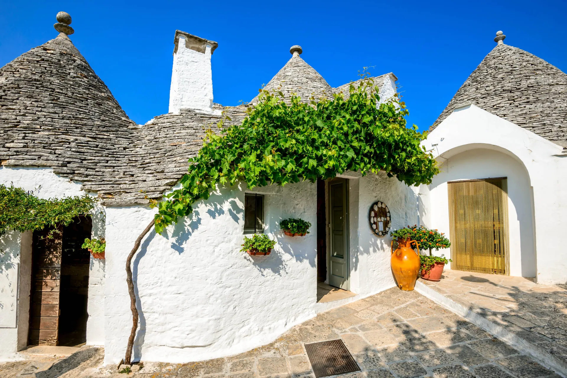 Budynki trulli są zbudowane z wapienia