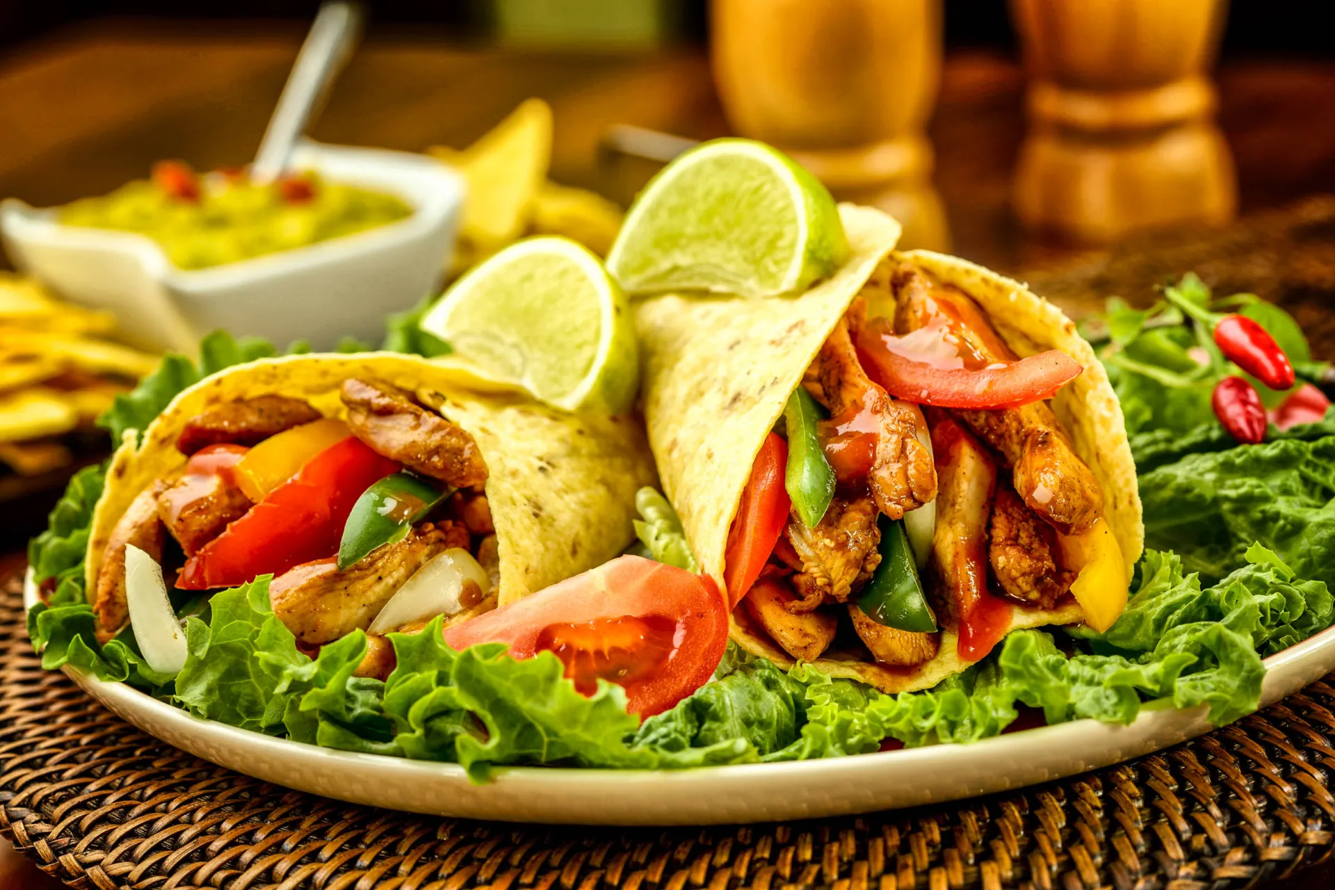 Meksykańskie tacos z kurczakiem i warzywami Meksykańskie tacos z kurczakiem i warzywami