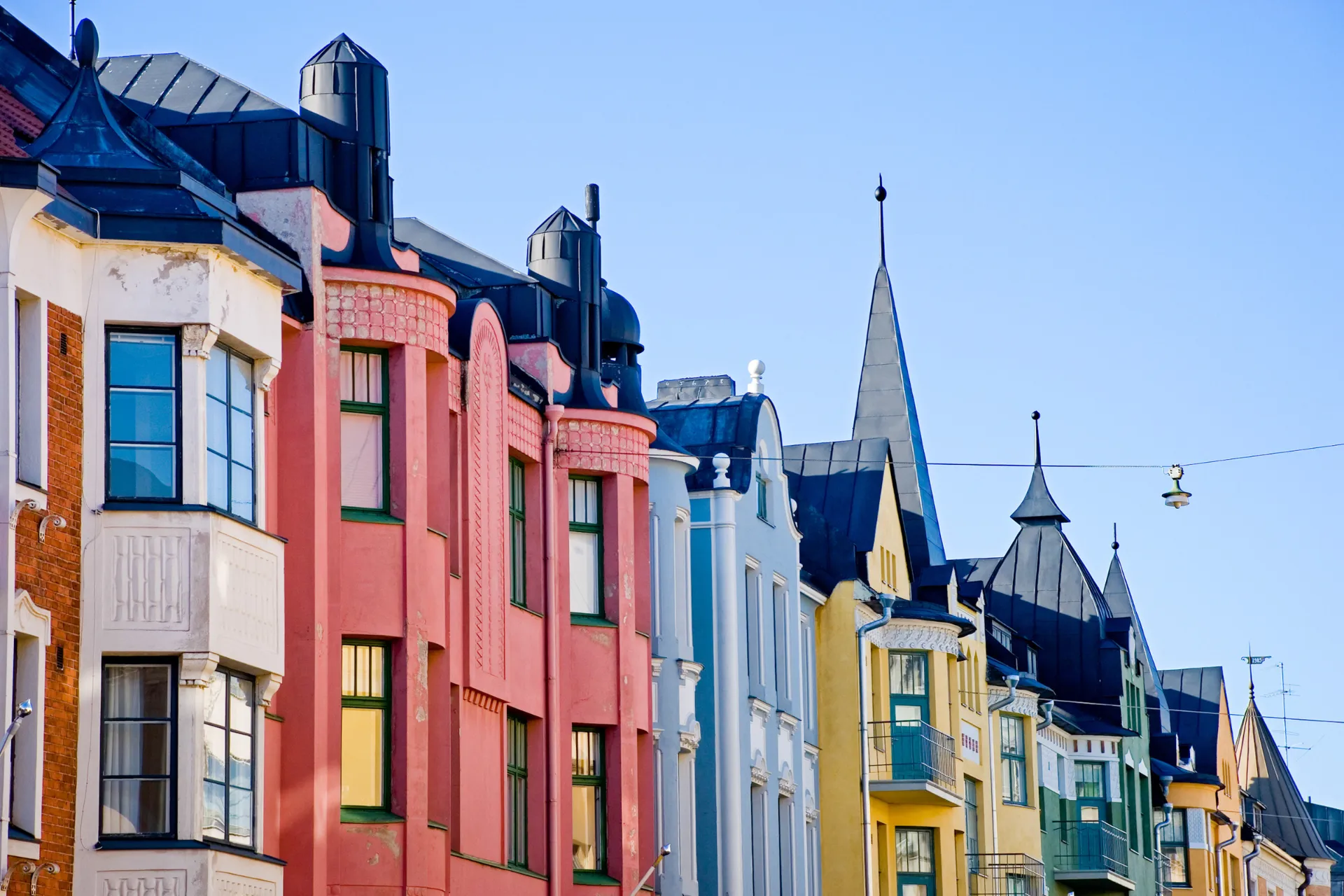 Kolorowe fasady domów w Helsinkach Kolorowe fasady domów w Helsinkach