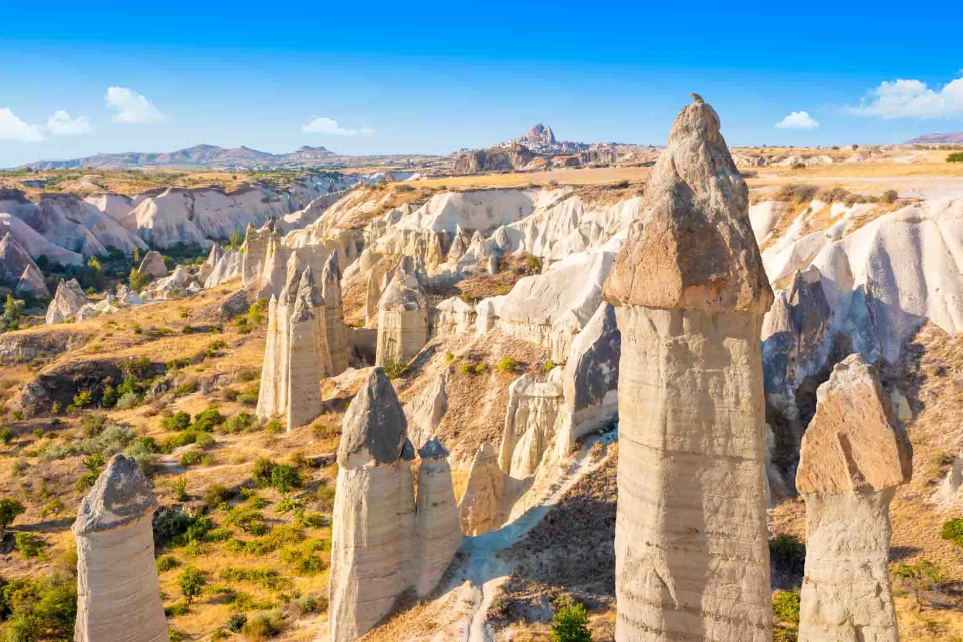 Fairy chimneys w Kapadocji koło Göreme w Turcji – unikalny krajobraz ukształtowany przez wiatr i wodę przez tysiące lat