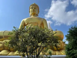 Posąg Buddy przy Wat Pak Nam Bhasicharoen w Bangkoku ma 69 metrów wysokości i 40 metrów szerokości Posąg Buddy przy Wat Pak Nam Bhasicharoen w Bangkoku ma 69 metrów wysokości i 40 metrów szerokości