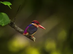 Barwnie ubarwiony zimorodek w tropikalnym lesie deszczowym Borneo
