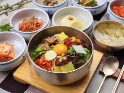 Bibimbap z Jeonju – jedno z najsłynniejszych koreańskich dań, podawane z ryżem, warzywami, mięsem i jajkiem
