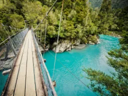Hokitika Gorge wiszący most nad turkusowym wąwozem Hokitika Hokitika Gorge wiszący most nad turkusowym wąwozem Hokitika