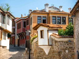 Kolorowe domy w starej dzielnicy Płowdiw