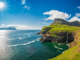 Gásadalur jest znane z wodospadu Múlafossur Gásadalur jest znane z wodospadu Múlafossur