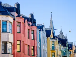 Kolorowe fasady domów w Helsinkach Kolorowe fasady domów w Helsinkach