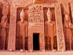 Mała świątynia Abu Simbel zbudowana ok. 1250 r. p.n.e. przez Ramzesa II Mała świątynia Abu Simbel zbudowana ok. 1250 r. p.n.e. przez Ramzesa II