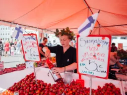 Letni targ w Finlandii – słodkie, świeże truskawki prosto od lokalnych producentów Letni targ w Finlandii – słodkie, świeże truskawki prosto od lokalnych producentów